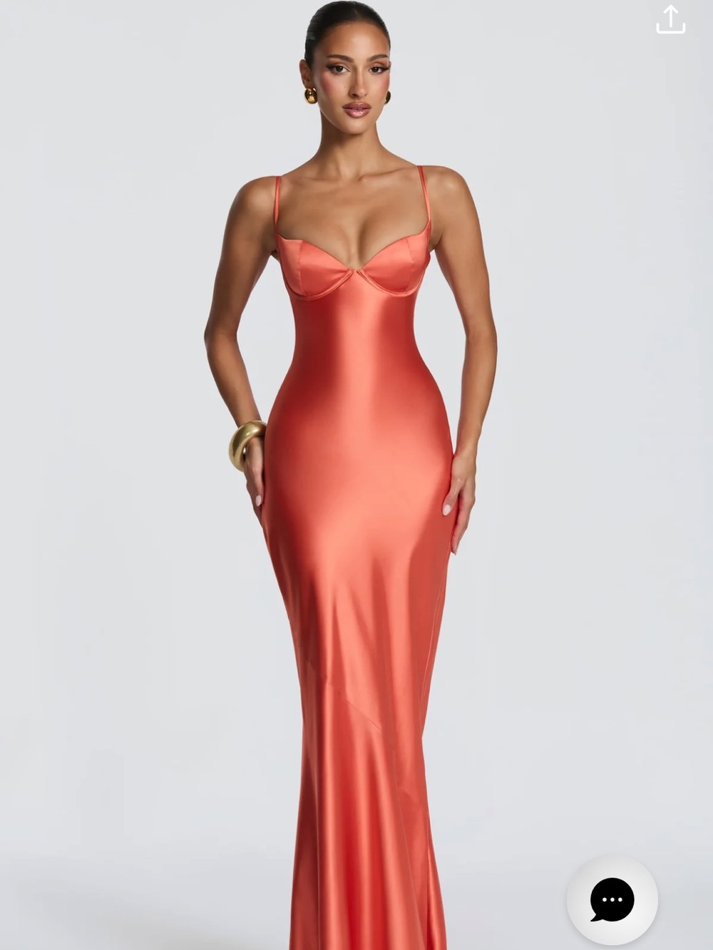 Babyboo amorette burnt orange Satin Coral Orange Maxi Dress with Underwire